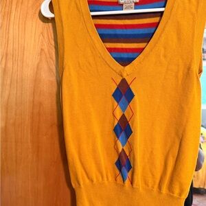 Vintage Y2K Arizona Jean Company Mustard and Blue Sweater Vest